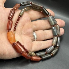 Beautiful Antique gray Agate African Trade Red Agate Beads Necklace  picture
