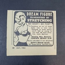 1964 Betty's Health Salon Dream Figure Guaranteed Vintage Print Ad Fairfield AL picture