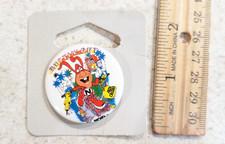 Vintage 1987 Domino's Pizza AVOID THE NOID Button up Pin Bustin Out Pizza picture
