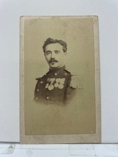Victorian CDV Photograph French Military Man Medals Lyon Studio Portrait picture