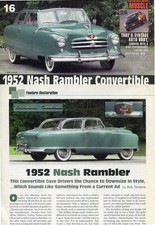 1952 NASH RAMBLER CONVERTIBLE RESTORATION 5 pg Article picture