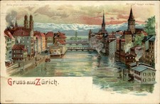 Gruss Aus Zurich Cityscape Meteor c1905 HTL Hold to Light Postcard bhn picture