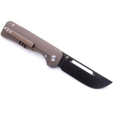 AM8 Elgar Miguron AMEIGHT Folding Knife Tan Titanium Handle DLC S90V Plain Edge  picture
