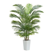 Artificial Palm Tree：6FT Tropical Fake Silk Plant UV Resistant Faux Areca picture