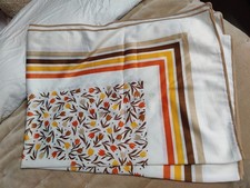 Vintage 70's 80's Tulip Stripe Brown Orange White Tablecloth Retro Mid Century picture