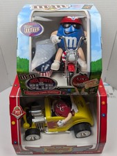 M&M's Candy Dispenser Lot Red White & Blue Motorcycle + Rebel Without A Clue Car picture