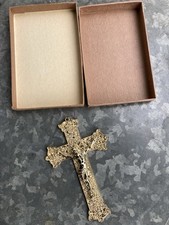 Vtg ULTRA  RARE Gallo # 6650 Metal  FUNERAL  Crucifix With Original Box  MINT picture