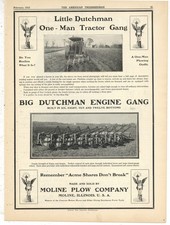 1912 Ads F&B of PGs: Moline Plow, Rumely 2 Pg. Ad, & JI Case Engine Gang Plows picture
