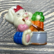 Vintage Refrigerator Magnet Plastic Bunny Rabbit Carrot Bucket 2” picture