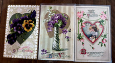 Lot of 3 ~ Winsch Valentine's Day Postcards with Cupid~Hearts & Flowers~p430 picture