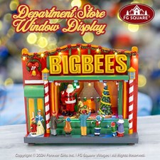 FG Square Bigbees Retro Department Store LED Christmas Village Decor 10x4x9