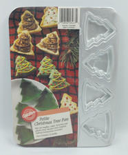 Wilton Petite Christmas Tree Baking Pan 12 Mold Aluminum Muffins Brownies Cakes picture