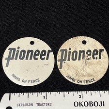 Vintage Pioneer Feed Seed Metal Bag Tag Lot Of 2 picture