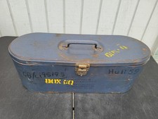 Vintage WWII US Navy Mod 6 Gun Sight Spare Parts Box Blue Metal Storage Case picture