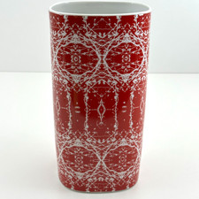 Eschenbach Porzellen Red and White Porcelain Vase Bavaria Germany Mid-Century picture