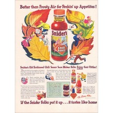 1944 Snider’s Chili Sauce Original Vintage Print Ad picture