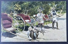 Vintage Postcard Of Rickshas & Pullers, Durban Natal South Africa picture