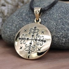Papa Legba Voodoo Necklace - Bronze Loa Veve Pendant Vodoun Lwa Talisman Amulet picture