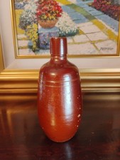 Vntg Jose Maria da Fonseca Portugal Brown Salt Glazed Stoneware Wine Bottle 9” picture