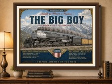 Union Pacific Big Boy 4014 Steam Locomotive Poster Railroad Wall Art 17 x 11 picture