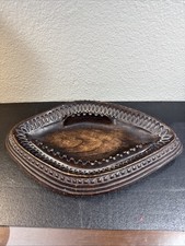 CALIFORNIA POTTERY ASH TRAY CAL STYLE 2606 MID CENTURY Wood Grain Eye Shaped picture