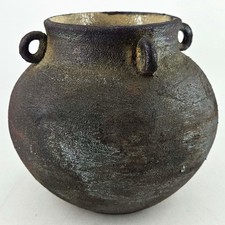 Studio Art Pottery Raku Textured Multicolor Vase jar Artist signed picture