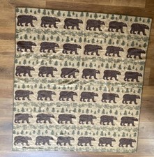 Woolrich Vtg Wool Blanket Bear & PineTree Lodge Cabin Throw USA New 60x72 picture