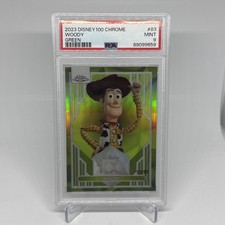 2023 Topps Disney 100 Chrome #83 Woody Green Refractor /99 PSA 9 🔥 picture