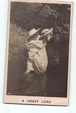 1905 Bamforth Life Model Series Postcard A Heavy Load Children Wading picture