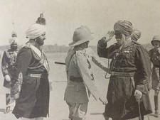 20's Print MAHARAJA BHUPINDER SINGH & a PATIALA TROOPS VETERAN Sikh 8.75in x 6in picture