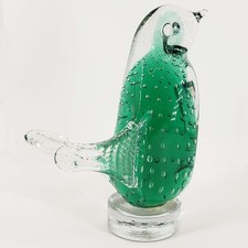 ART GLASS green bullicante PENGUIN bird figurine picture