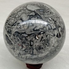 Natural Picasso Jasper Sphere Black Gray Crystal Ball Healing 1940G (4.27LB) picture