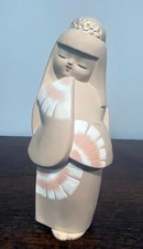 VTG Hakata Doll Hanakanzashi by Fumio Matsuo Japanese Clay Figurine Pink Fan 9