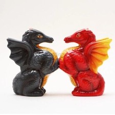 PT Black and Red Dragons Ceramic Salt and Pepper Shakers Set picture