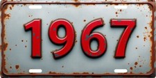 1967 Flat Text Rusty License plate for Dodge, Ford, Chevrolet antique vehicle picture