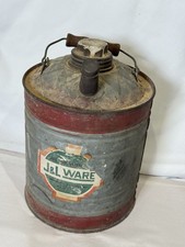 Vintage J&L Ware Steel Gas Oil Kerosene Can Wood Handle Primitive Decor picture