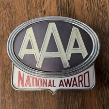 Antique AAA National Award Badge License Plate Topper Emblem PATENT PENDING '50s picture