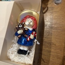 Vintage 1998 Kurt S. Adler Madeline Glass Christmas Ornament Teddy Bear 5.5” picture