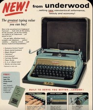 1956 Teal Underwood Golden Touch Quiet Tab De Luxe Portable w/ Case - MINT picture