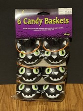 6 New Vintage Fun World Halloween Black Cats Candy Baskets RARE Design picture