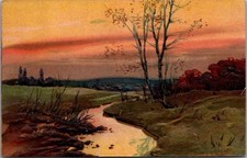 Bold Embossed 1909 Sunset Landscape Postcard Kane Il River Trees Early Divided picture