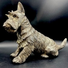 Vintage Scottie Dog Doorstop Heavy Silver Tone Metal Statue Sculpture 4.9 lb picture