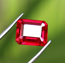 BURMA Pigeon Blood Red Ruby Emerald Cut Certified Loose  Gemstone 7.60 Ct picture