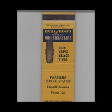 Matchbook Cover Goodyear Tire Dealer Farmers Service Station Chappell, NE picture
