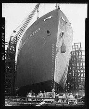 Photo:SS Leon Carver Ship Launch Workers Shipyard 1930s picture