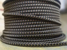 Black/Brown 2-Wire Flat Cloth Covered Cord, Fabric 18ga Vintage Style Lamps, USA picture
