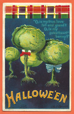 Vtg Halloween Clapsaddle Anthropomorphic Cabbages Fantasy A/S PC Emb c1909 picture