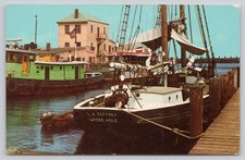 Nantucket Island MA 1971 Schooner L.A. Jeffrey Woods Hole Harbor Postcard picture
