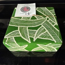 Vintage Hand Carved Kenya Soapstone Painted Trinket Box Lid Botanical Design 6x6 picture