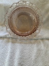 Anchor Hocking Pink Depression Glass Old Colony Lace Edge Ribbed Large Bowl.  07 picture